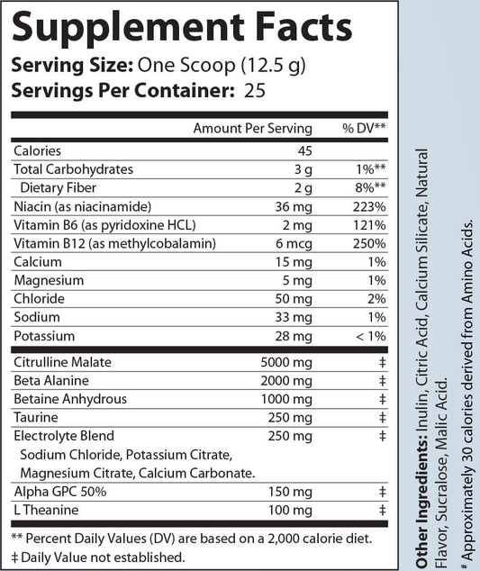 Pump Surge Supplement Nutritional Information