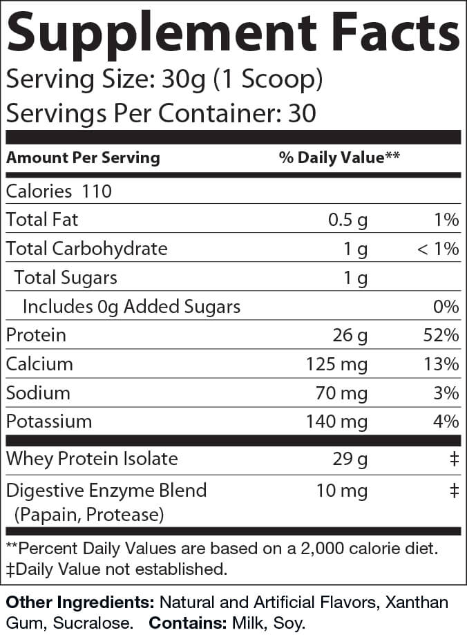 Pure Power Supplement Nutritional Information