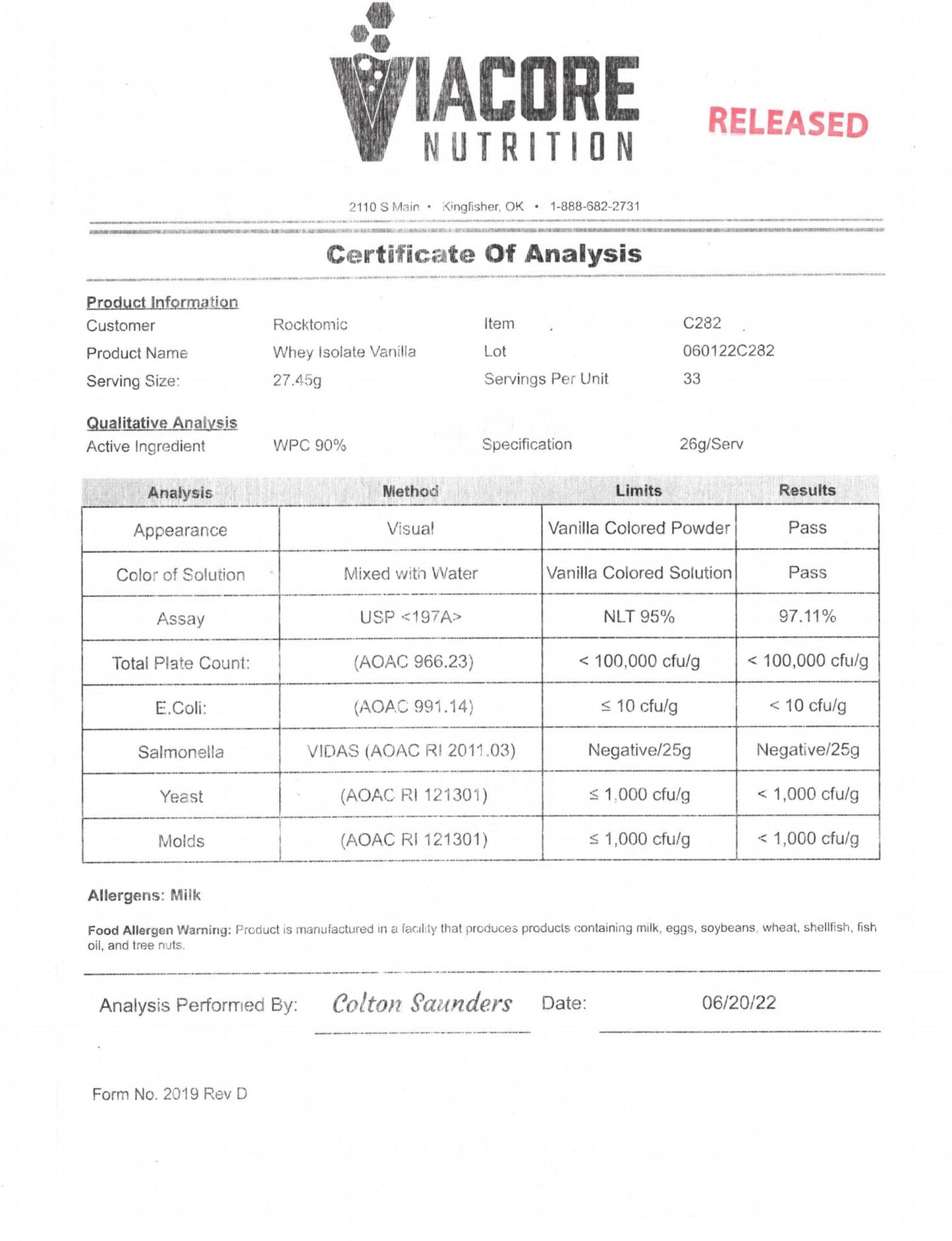 Pure Power Supplement Lab Analysis