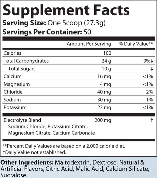 ReFuel XT Recovery Supplement Nutritional Information