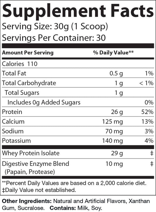 Pure Power Supplement Nutritional Information